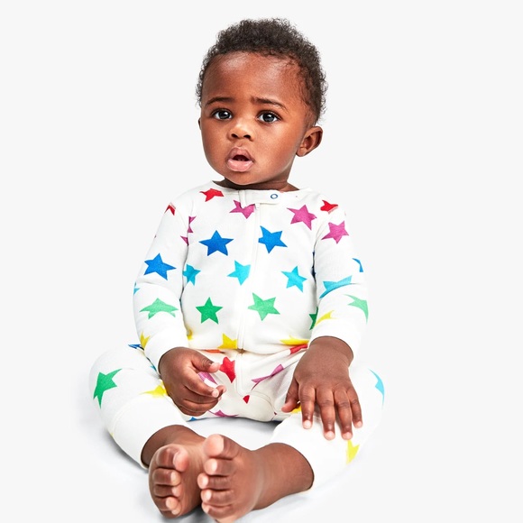 NWT Primary Baby organic zip romper in bright rainbow stars - Picture 2 of 11
